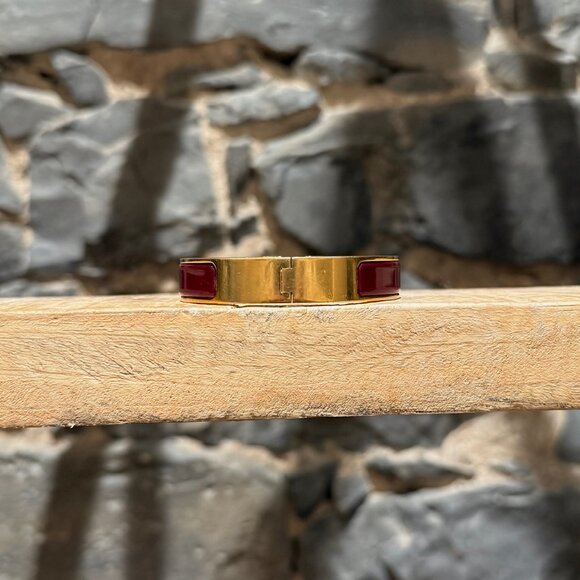 Hermès Burgundy Enamel GHW Clic H Bracelet - Picture 6 of 14